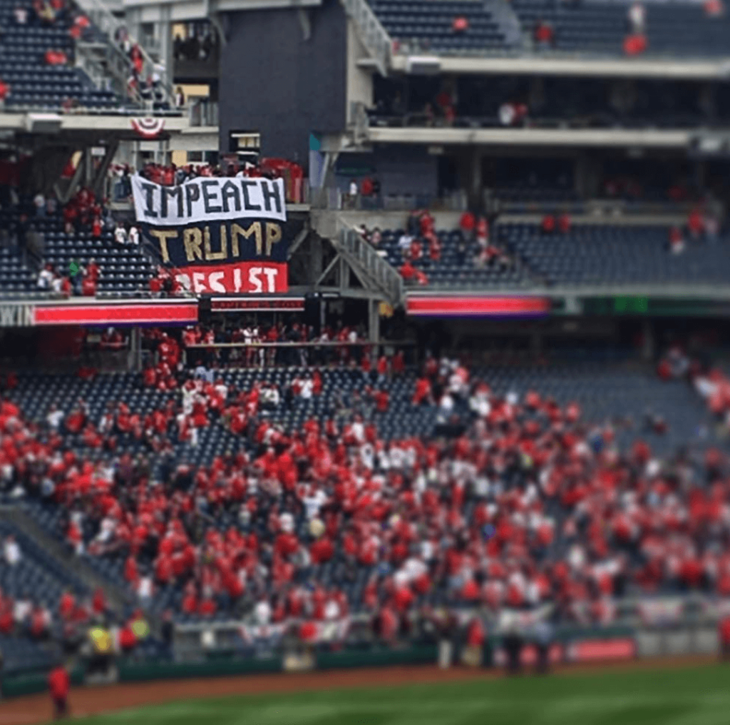 “Impeach Trump” Banner Drop at Nationals Stadium on Opening Day